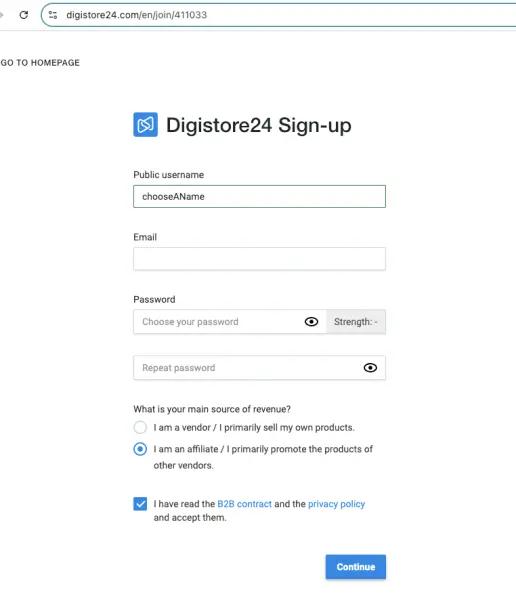 1. Registriere dich bei Digistore24